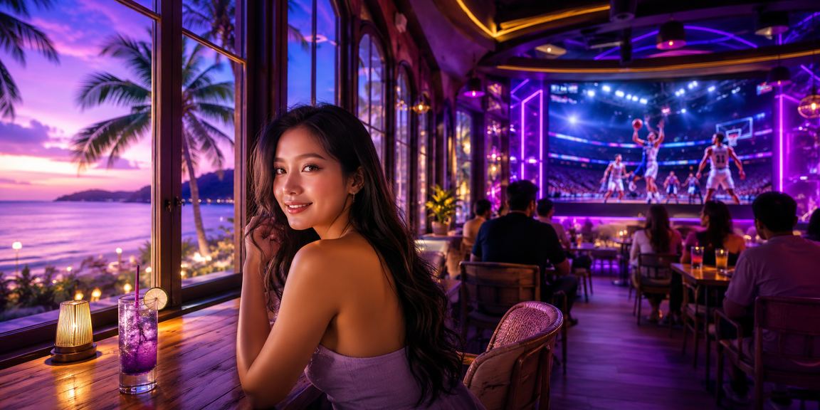 Người dùng Phú Quốc theo dõi kèo bóng rổ và đặt cược qua điện thoại tại quán cà phê